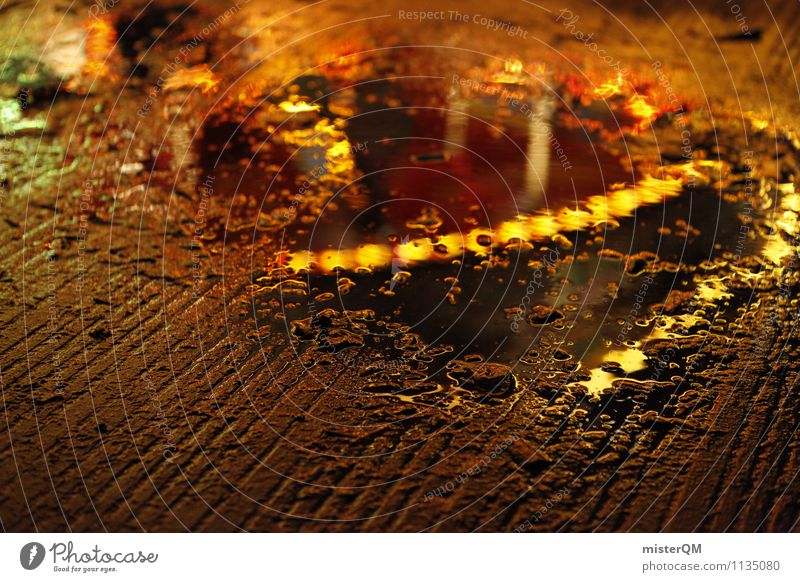 Leuchtpfütze. Kunst ästhetisch Zufriedenheit Licht Karussell Pfütze nass London Jahrmarkt Boden Reflexion & Spiegelung Farbfoto Gedeckte Farben Außenaufnahme