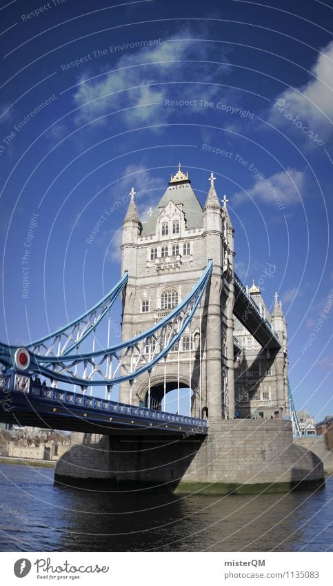 Tower Bridge. Kunst ästhetisch London London-Marathon Brücke England Großbritannien Blauer Himmel Themse Städtereise Sehenswürdigkeit Wahrzeichen Tourismus