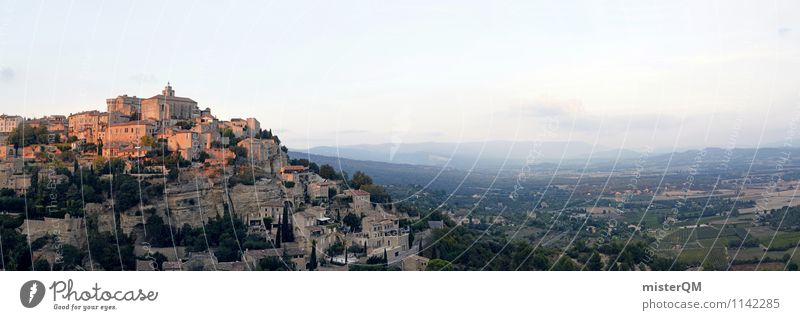 filmreif. Kunst Umwelt Natur Landschaft ästhetisch Zufriedenheit historisch Provence Gordes Ferne Frankreich Urlaubsort Urlaubsstimmung Panorama (Bildformat)