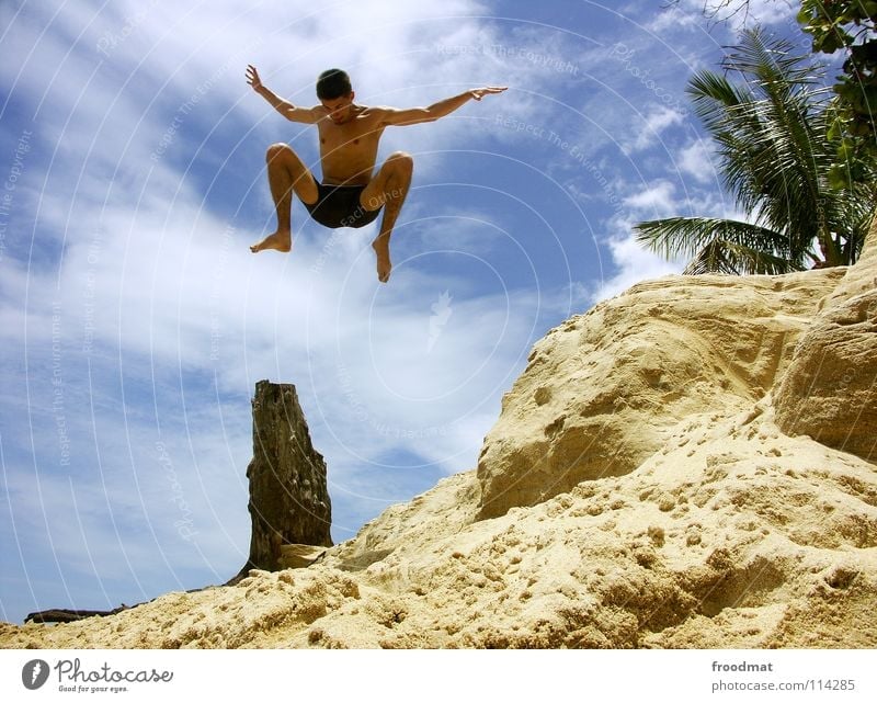 i tried myself Brasilien Strand Meer Palme Ferien & Urlaub & Reisen Lebensfreude Salto gefroren Wasserfahrzeug lässig Luft Ausgelassenheit akrobatisch Tourismus