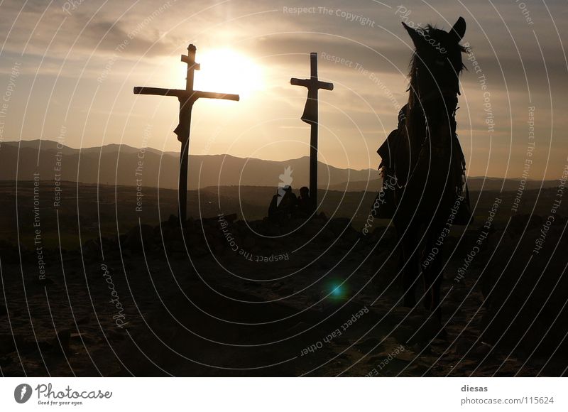 Wild West Amen Pferd Sonnenuntergang ruhig Religion & Glaube Südamerika Rücken Landschaft Frieden