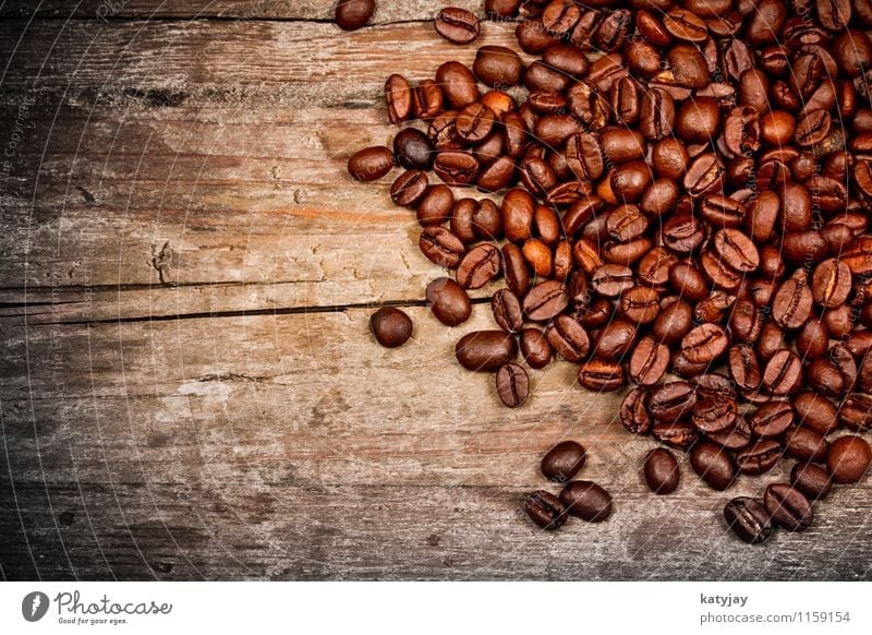 Kaffeebohnen Espresso anbau Hintergrundbild Cappuccino arabica Holzbrett Holzplatte reizvoll aromatisch Bohnen Café Energie Fairness frisch Frühstück genießen