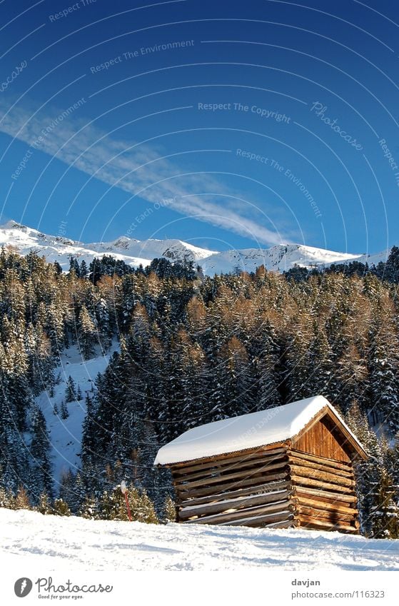 Hütte Winter massiv ruhig weiß Gipfel Österreich Wolken Berge u. Gebirge Schnee Bergkamm blau Spitze Pitztal Hochzeiger Himmel