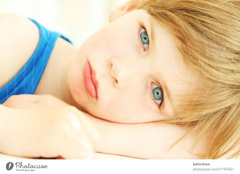 was denkst du? Kind Junge Familie & Verwandtschaft Kindheit Haut Kopf Haare & Frisuren Gesicht Auge Nase Mund Lippen Arme Hand 3-8 Jahre blond langhaarig