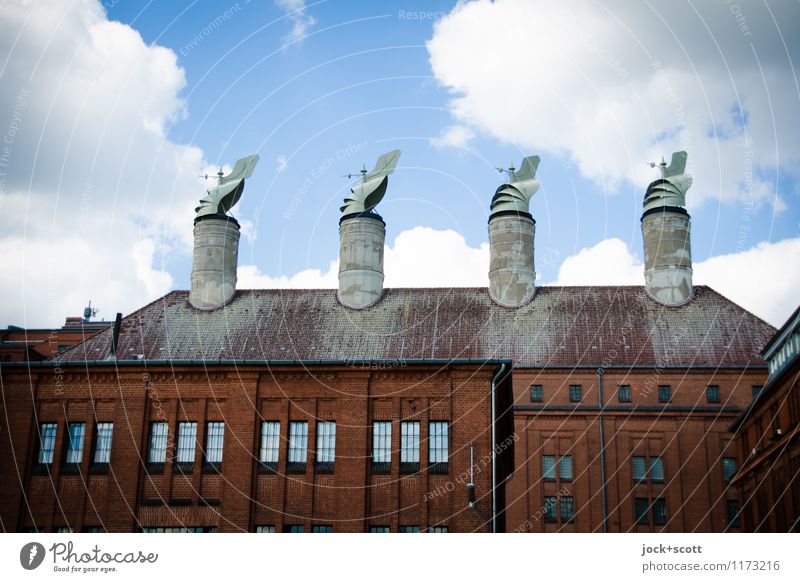 Wind für Schornsteine Kunsthandwerk Berlin-Tempelhof Fabrik Dach außergewöhnlich historisch retro Ordnungsliebe Kontrolle planen Gedeckte Farben