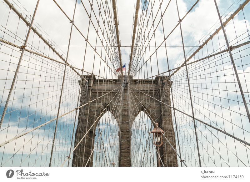 Brooklyn Bridge Ferien & Urlaub & Reisen Tourismus Ferne Sightseeing Städtereise Architektur Manhattan New York City Amerika Stadt Hauptstadt bevölkert Brücke