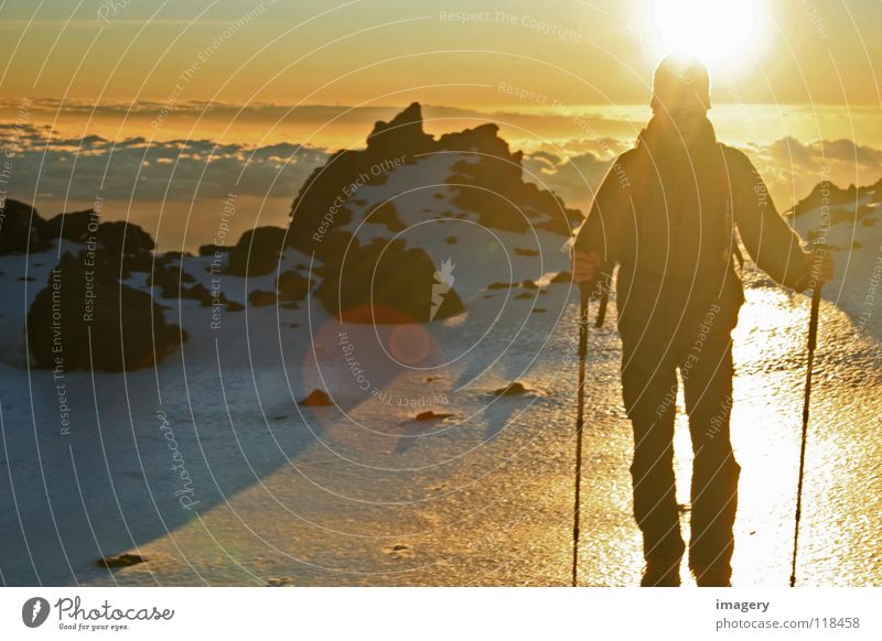 Sonnenaufgang am Teide_Teil 3 Bergsteigen Teneriffa Wolken Gegenlicht Berge u. Gebirge Erfolg Schnee Himmel anstrengen Wintersport
