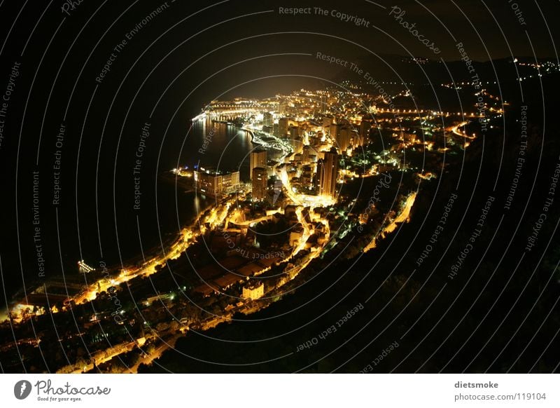 Monaco bei Nacht Langzeitbelichtung Cote d'Azur Monarchie Stadt Meer Frankreich Licht Mittelmeer Nachtaufnahme Fürstentum Spielkasino