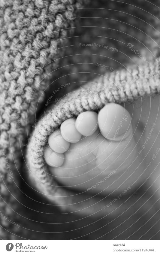 fünf kleine Gründe Mensch Kind Baby Kleinkind Fuß 1 0-12 Monate Gefühle Stimmung fein zart Geburt Nachkommen schön Decke newborn Glück Schwarzweißfoto