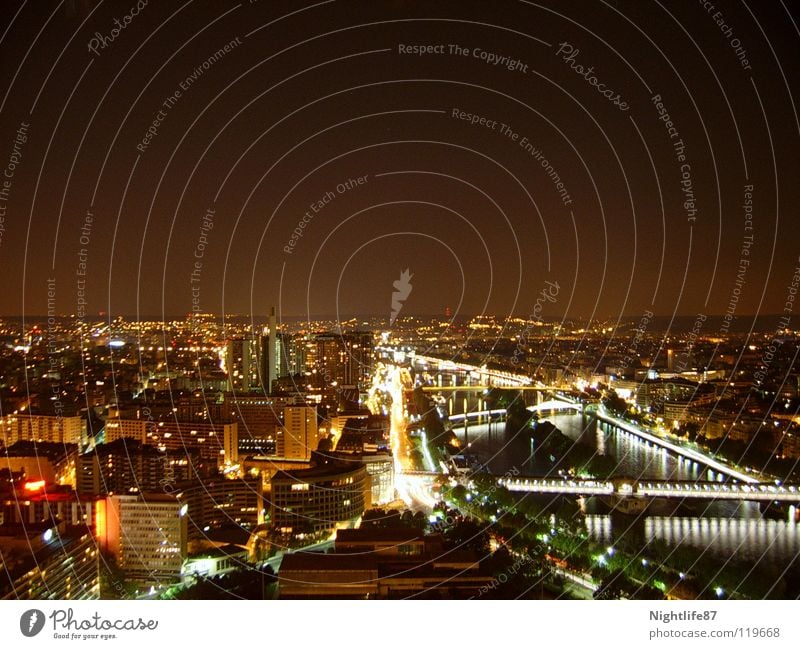 one night in paris city Paris Seine Nachtaufnahme Stadt Verkehrswege la seine Fluss Licht Brücke Turm hoch Beleuchtung