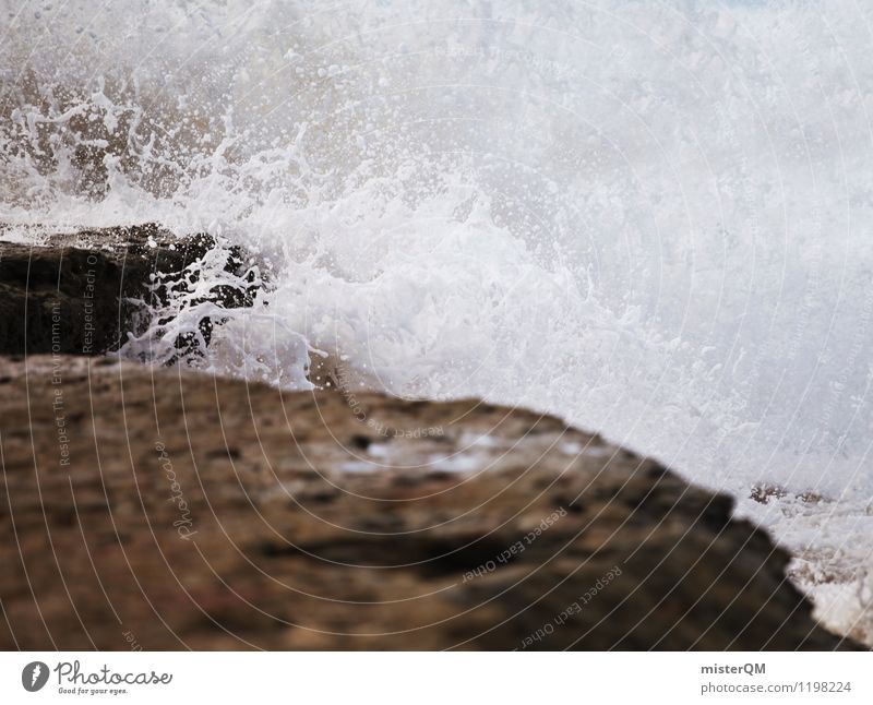 Wasserkraft. Umwelt Natur ästhetisch Wasserkraftwerk Wellen Gischt Küste Sturm rau schlechtes Wetter spritzen Partikel weiß schäumen Aufregung unruhig