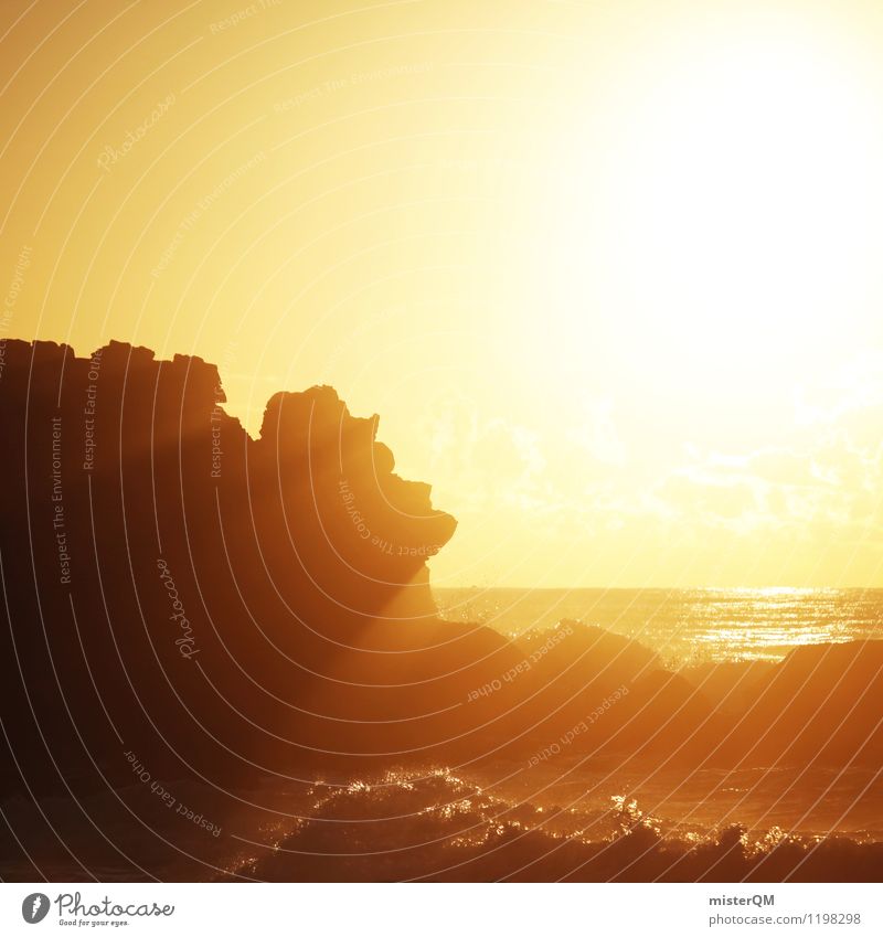 Urlaubsgold. Kunst Umwelt Natur Abenteuer ästhetisch Zufriedenheit Sonnenuntergang Sonnenstrahlen Sonnenlicht Sonnenenergie orange Urlaubsfoto Urlaubsstimmung