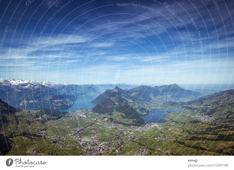 Aussicht vom Grossen Mythen Umwelt Natur Landschaft Himmel Sommer Schönes Wetter Alpen Berge u. Gebirge See natürlich blau Tourismus Wanderausflug Schweiz