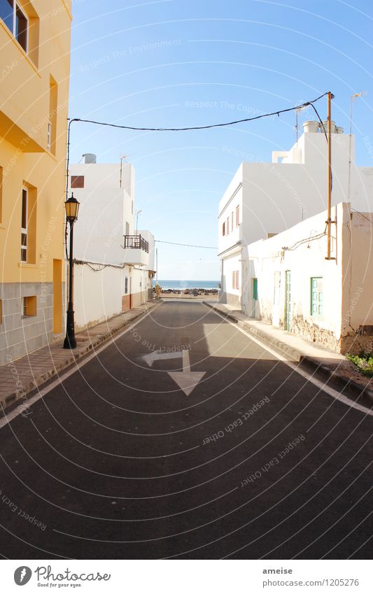 El Cotillo ruhig Ferien & Urlaub & Reisen Tourismus Städtereise Strand Meer Wolkenloser Himmel Horizont Sommer Schönes Wetter Wärme Insel Fuerteventura