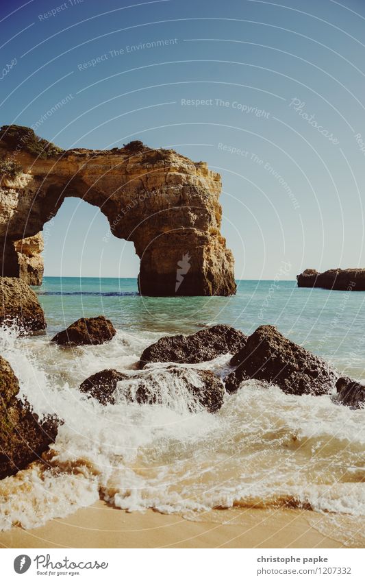 o arco Ferien & Urlaub & Reisen Sommer Sommerurlaub Sonne Strand Schönes Wetter Felsen Wellen Küste Bucht Meer Algarve Portugal Farbfoto Außenaufnahme