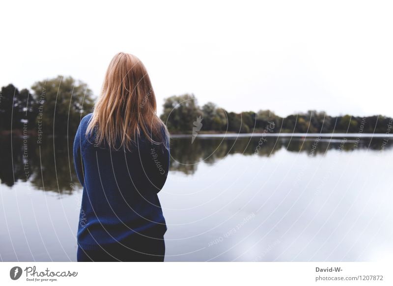 Ruhe an der Ruhr harmonisch Zufriedenheit Erholung ruhig Meditation Kur Ferne Mensch feminin Junge Frau Jugendliche Leben 1 Natur Landschaft Wasser See Fluss