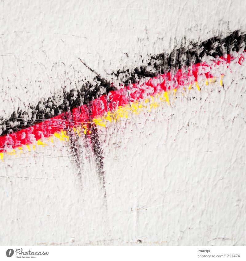 Aufschwung Mauer Wand Fahne Deutschland Deutsche Flagge Zeichen Linie Streifen außergewöhnlich gelb rot schwarz weiß Farbe Politik & Staat Wandel & Veränderung