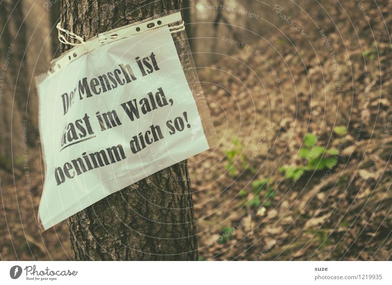 Eintritt frei! wandern Landwirtschaft Forstwirtschaft Umwelt Natur Landschaft Tier Erde Herbst Baum Wald Zettel Schilder & Markierungen Hinweisschild Warnschild