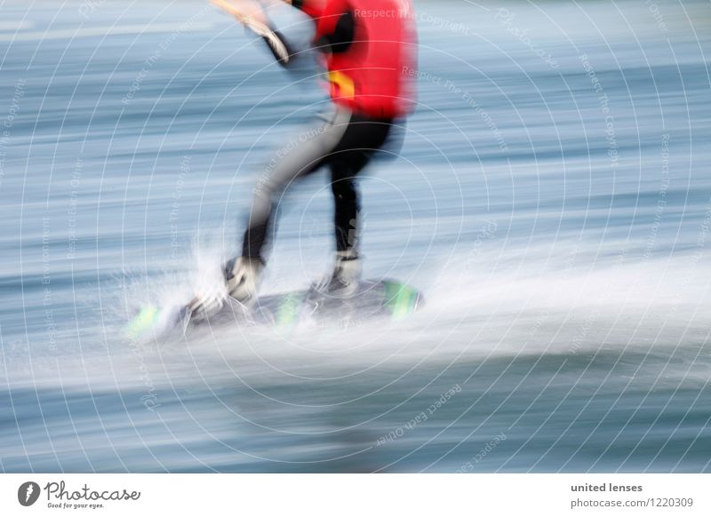AK# Wassersport Kunst ästhetisch Zufriedenheit Extremsport Windsurfing Kiting Wasseroberfläche Geschwindigkeit Sportler Schwimmweste Surfen Farbfoto
