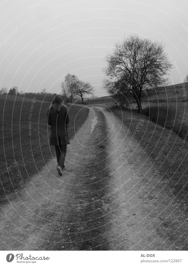 Dieser Weg....... Herbst Zukunft kalt Einsamkeit Trauer Schwarzweißfoto Verzweiflung Wege & Pfade Mensch Ferne Stein