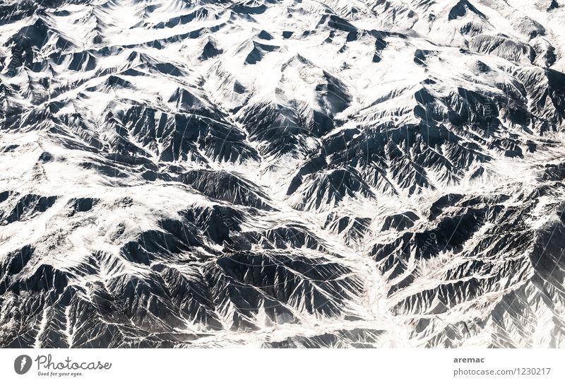 Himalaya Natur Landschaft Winter Eis Frost Schnee Berge u. Gebirge Gipfel fliegen China Flugzeug Farbfoto Gedeckte Farben Außenaufnahme Luftaufnahme abstrakt