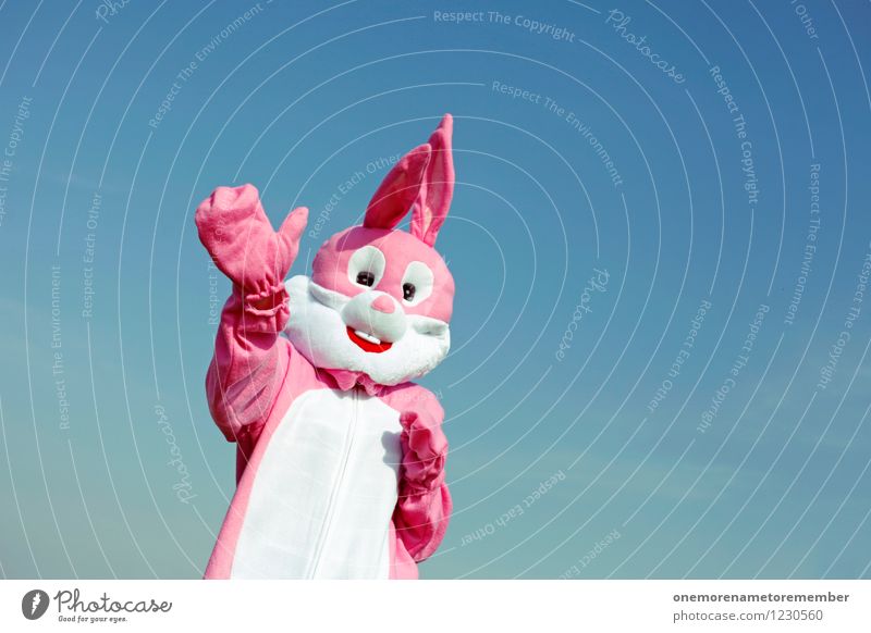 Hallo! Kunst Kunstwerk ästhetisch Begrüßung winken Freundlichkeit kinderlieb Spielen rosa Hase & Kaninchen Hasenohren Hasenjagd Hasenzahn Kostüm Karnevalskostüm