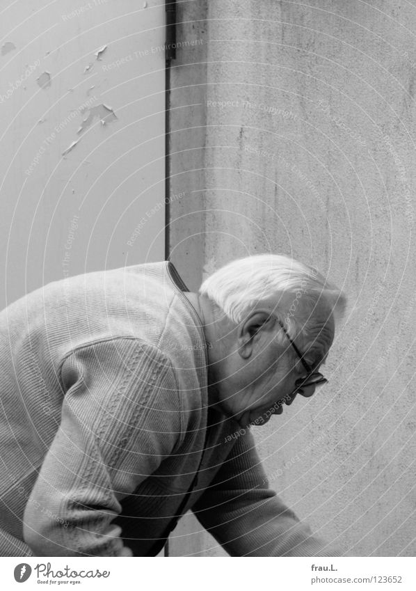 Vita activa Mann Senior Aktion gebeugt bücken Rücken krumm Arbeit & Erwerbstätigkeit fleißig Konzentration weißhaarig Silhouette Großvater zielstrebig alt