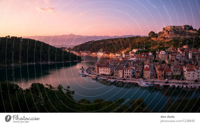 Sonnenuntergang Novigrad in Dalmatien Kroatien Ferien & Urlaub & Reisen Tourismus Ausflug Ferne Sightseeing Städtereise Sommer Sommerurlaub Natur Landschaft