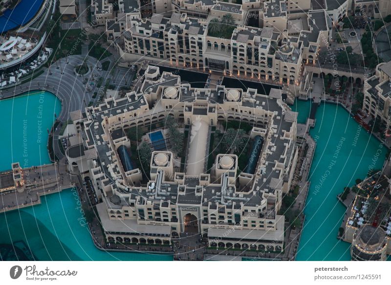 von ganz oben Ferien & Urlaub & Reisen Ferne Teich Dubai Hauptstadt Stadtzentrum Haus Hochhaus Gebäude Terrasse Dach Sehenswürdigkeit Burj Khalifa Fußgänger