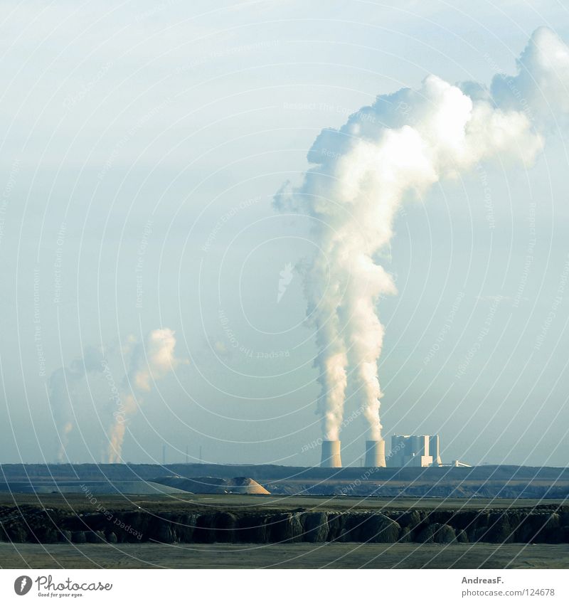 Industrie Rauchen verboten Wasserdampf Klimaschutz Umwelt Umweltschutz Kampagne Kohlendioxid Abgas Luft Luftverschmutzung Elektrizität Braunkohle brennen Wolken