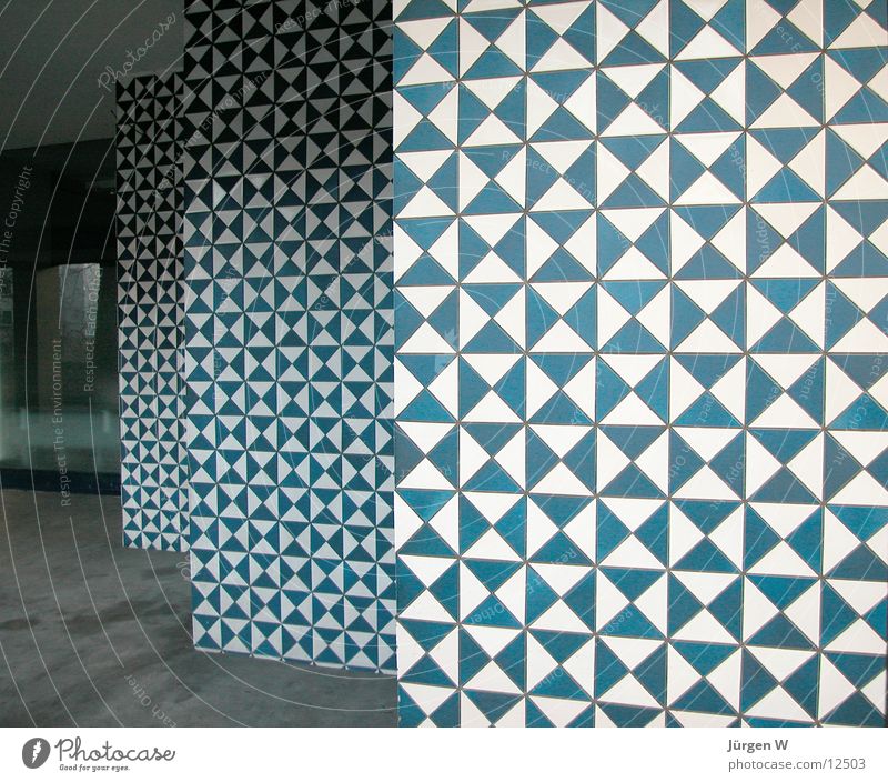 kleinkariert 2 penibel Haus Wand Muster weiß Architektur Fliesen u. Kacheln blau smallcross-hatched tiles sample white blue Mauer