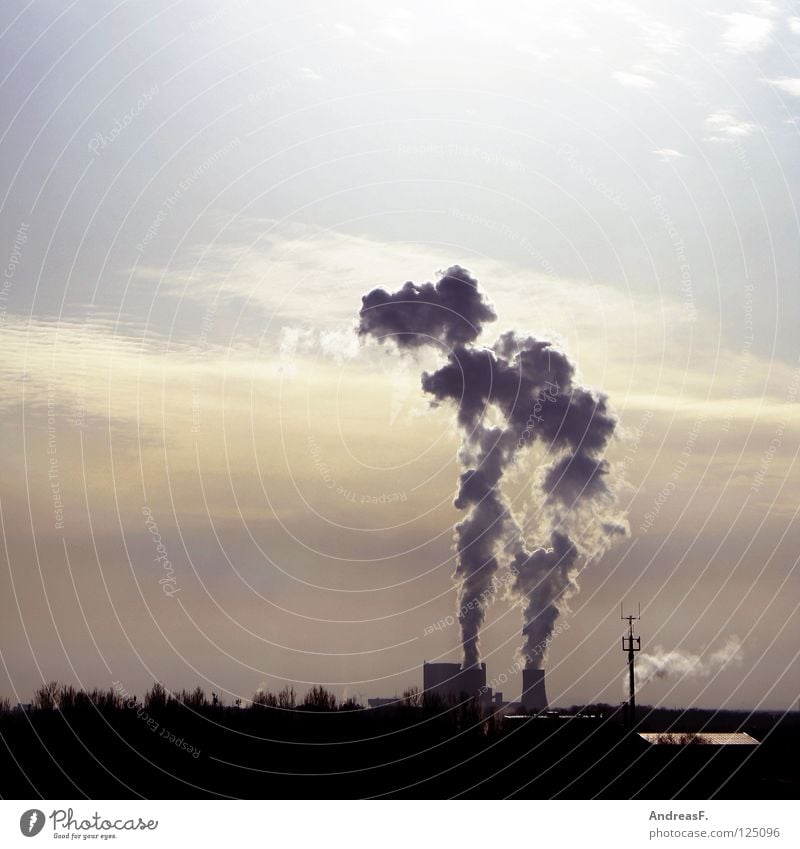 Kraftwerk Rauchen verboten Wasserdampf Klimaschutz Umwelt Umweltschutz Kampagne Kohlendioxid Abgas Luft Luftverschmutzung Elektrizität Braunkohle brennen Wolken