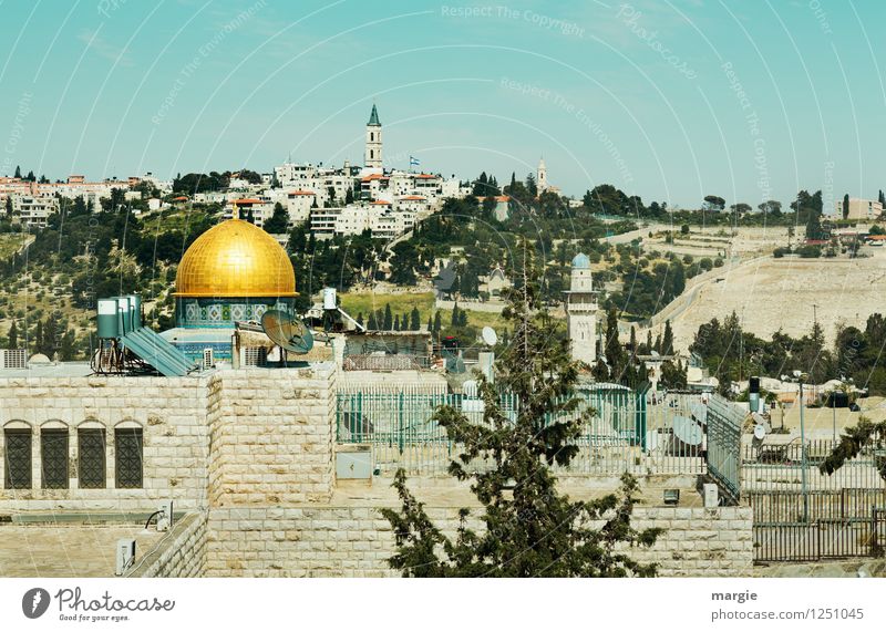 Blick auf den Felsendom von Jerusalem Ferien & Urlaub & Reisen Tourismus Ferne Freiheit Sightseeing Städtereise Kultur Israel Kirche Dom Bauwerk Gebäude Moschee