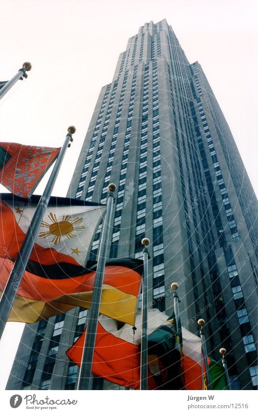 Rockefeller Center, 1989 New York City Fahne Hochhaus Architektur USA architecture flag building