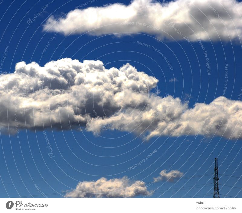 STROMMAST Neuseeland heiß Sommer Wolken weiß weich Strommast Elektrizität Himmel blau Klarheit ...