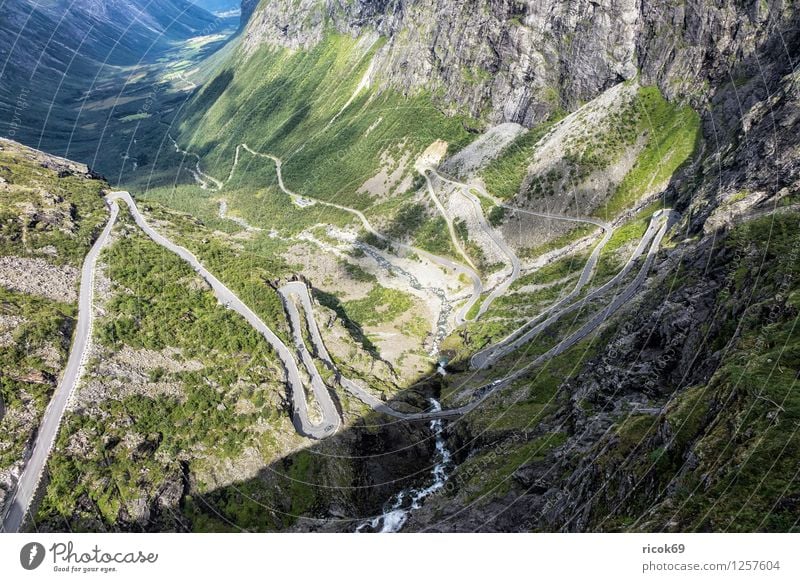 Trollstigen Erholung Ferien & Urlaub & Reisen Berge u. Gebirge Natur Landschaft Straße Idylle Norwegen Møre og Romsdal Reiseziel Skandinavien Farbfoto