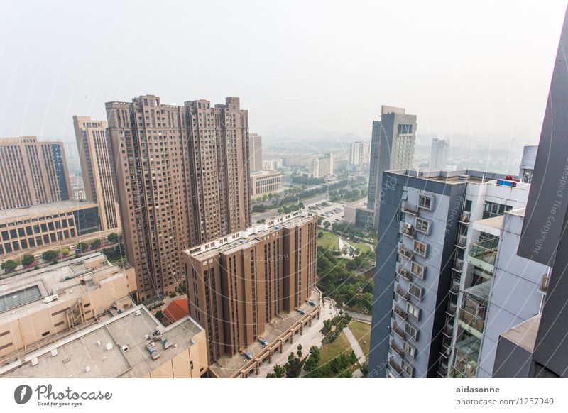 Ausblick in Jiangyin China Stadt bevölkert Haus Hochhaus Bauwerk Gebäude Architektur Straßenverkehr Klima Mittelstand Umzug (Wohnungswechsel) Reichtum