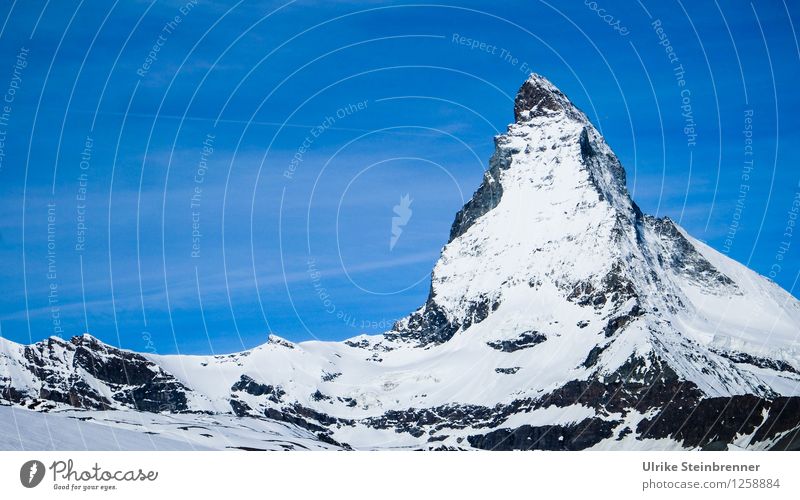 Matterhorn Ferien & Urlaub & Reisen Tourismus Schnee Berge u. Gebirge wandern Umwelt Natur Landschaft Wolkenloser Himmel Frühling Schönes Wetter Eis Frost Alpen
