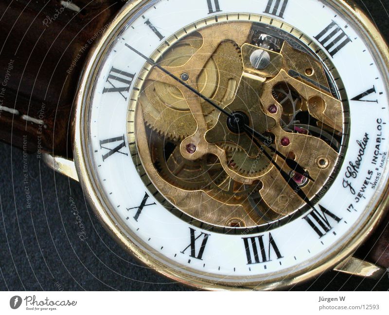 Armbanduhr Zeit Messing Ziffern & Zahlen rund Uhrwerk Dinge Uhrenzeiger wrist-watch time brass circle clockwork hour second numbers pointer