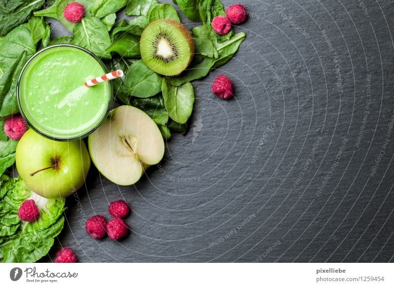 Grüner Smoothie Lebensmittel Gemüse Salat Salatbeilage Frucht Apfel Dessert Frühstück Bioprodukte Vegetarische Ernährung Diät Fasten Getränk Erfrischungsgetränk