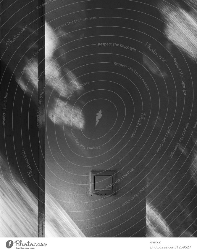 Licht aus Lichtschalter Mauer Wand dunkel Lichteinfall Neigung Raufasertapete Säule einfach Schwarzweißfoto Innenaufnahme Detailaufnahme abstrakt Menschenleer