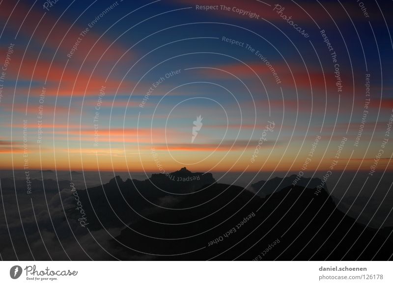 ziemlich weit oben ( die 2.) Sonnenuntergang Cirrus Horizont Klimawandel Schweiz Berner Oberland wandern Bergsteigen Freizeit & Hobby Ausdauer Wolken