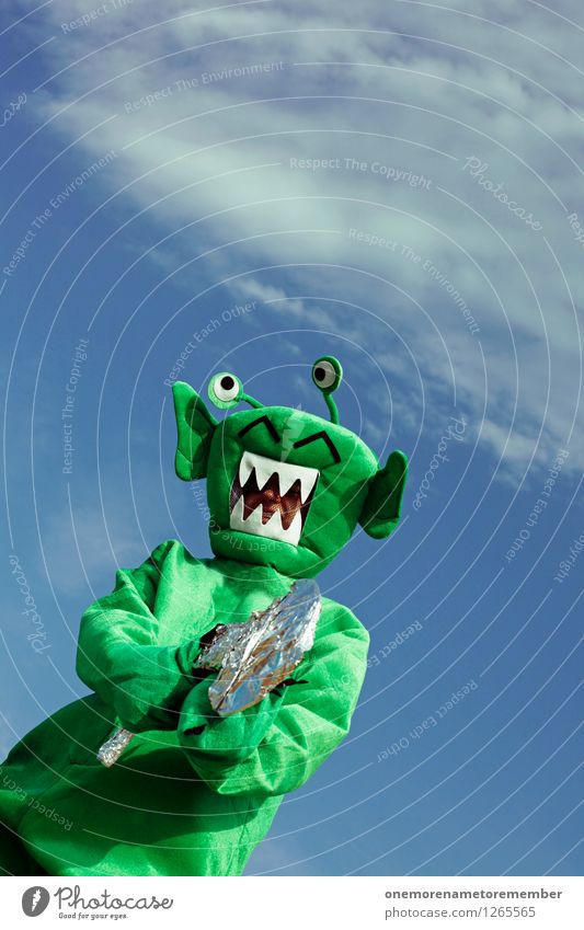 EASY! Kunst Kunstwerk ästhetisch Außerirdischer Monster Ungeheuer ungeheuerlich außerirdisch Waffe Pistole Laser grün Karnevalskostüm verkleidet bedrohlich