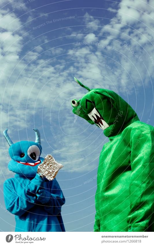 I got you Kunst Kunstwerk ästhetisch Außerirdischer Monster außerirdisch Ungeheuer ungeheuerlich grün blau Gegner kämpfen besiegelt Kostüm Karnevalskostüm
