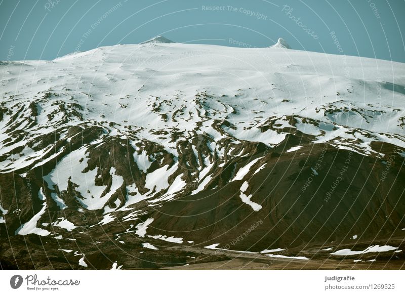 Island Umwelt Natur Landschaft Urelemente Klima Wetter Eis Frost Schnee Berge u. Gebirge Gipfel Schneebedeckte Gipfel Gletscher Vulkan Snæfellsnes dick