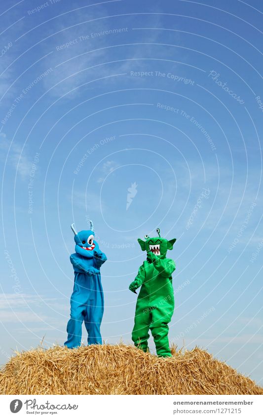Cookiwooki Kunst Kunstwerk Abenteuer ästhetisch Ungeheuer ungeheuerlich blau grün Monster Außerirdischer außerirdisch Tanzen Stroh Party Partystimmung