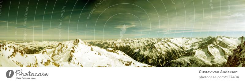 Die spitze vom ...berg! Zillertal Wolken grün Panorama (Aussicht) Gletscher Österreich hart kalt nass Eisberg Berge u. Gebirge Alpen Schnee Himmel Landschaft