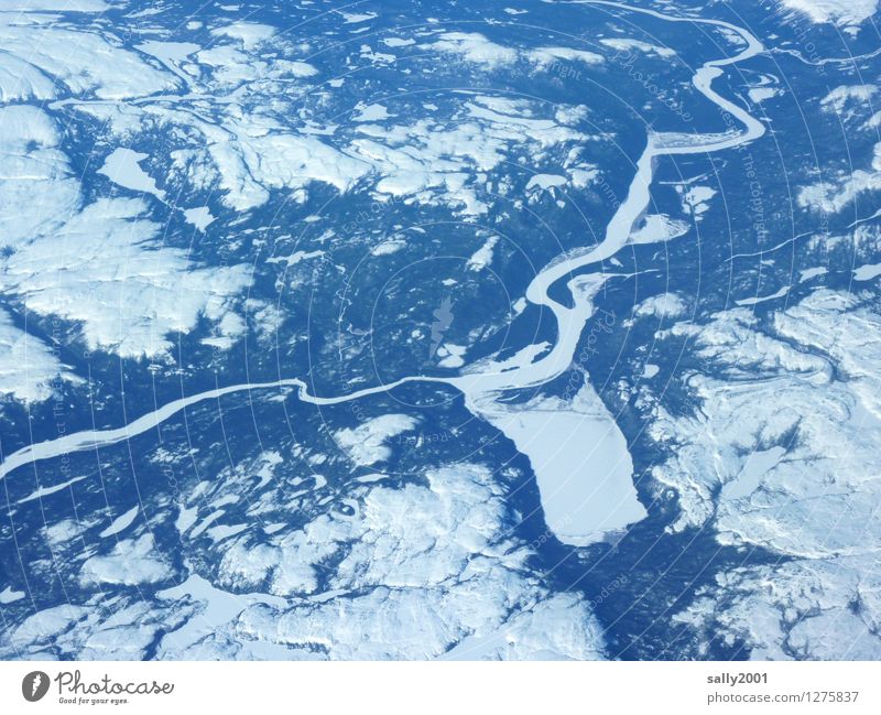 es war Winter in Kanada... II Natur Landschaft Eis Frost Schnee Wald Berge u. Gebirge See Fluss Flugzeugausblick frieren unten Heimweh Höhenangst Abenteuer