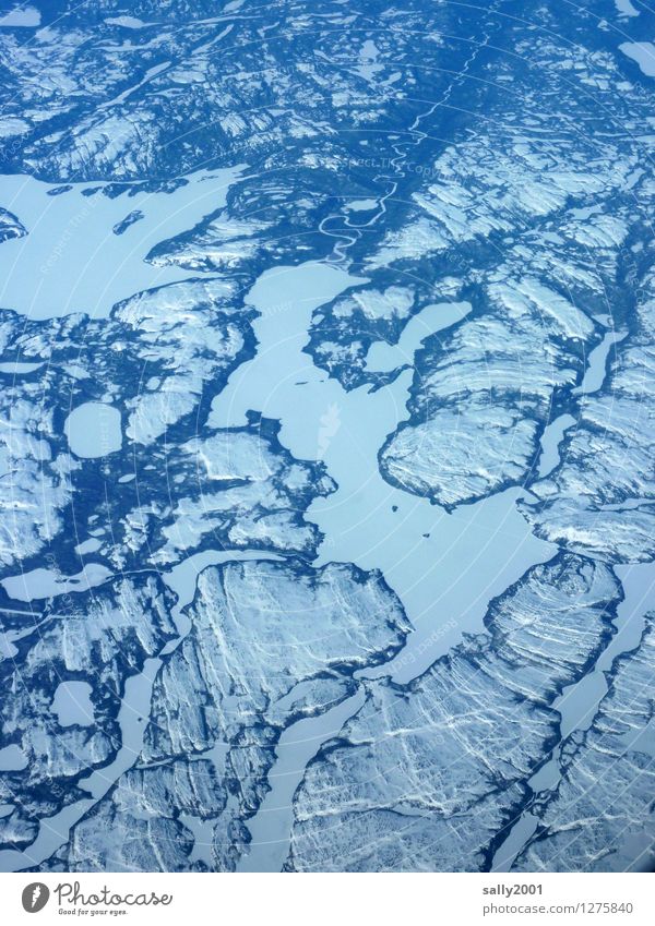 es war Winter in Kanada... Natur Landschaft Schnee Wald Berge u. Gebirge See Luftverkehr Flugzeugausblick frieren Ferne kalt unten Höhenangst Abenteuer