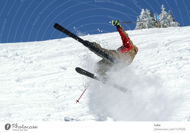 Skiflug Winter Sturz Skifahrer Sport Spielen Wintersport Skisturz Skifahren Schnee Skiverletzung Gips
